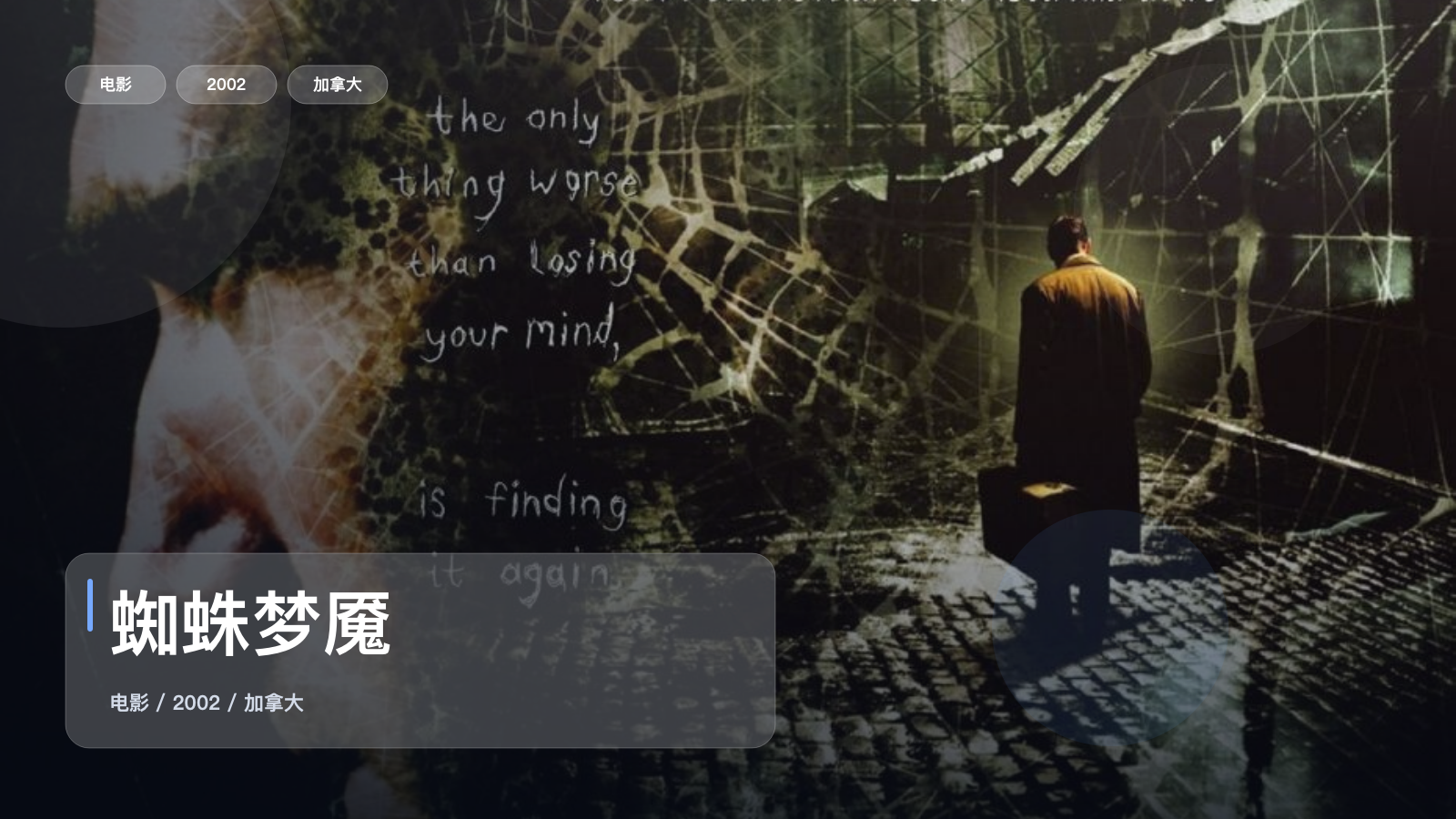 太劲爆了!加拿大悬疑片《蜘蛛梦魇》 2002 未删减 限时转存
